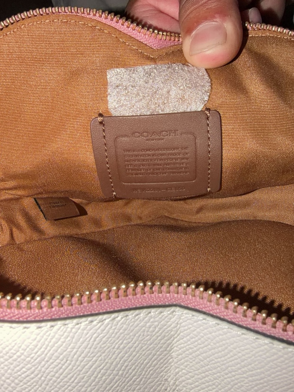 Coach Beige Signature Heart Crossbody with Pink Cherry Print - Picture 10 of 10